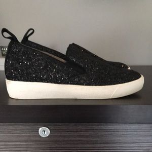 Shellys London black sequin slip on sneakers 8.5